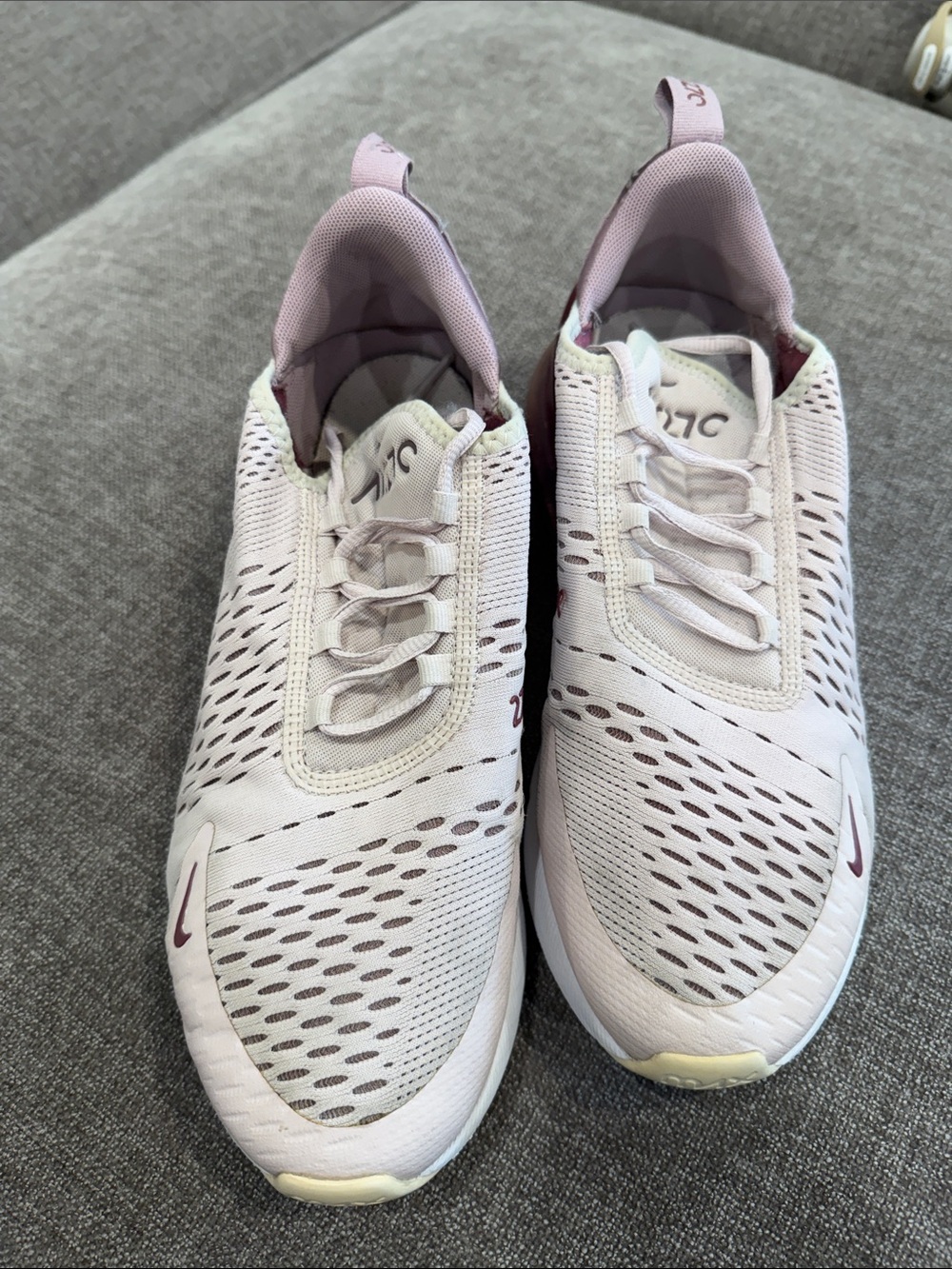 Nike Women's Light Pink Mesh Sneakers with Maroon Air Heel